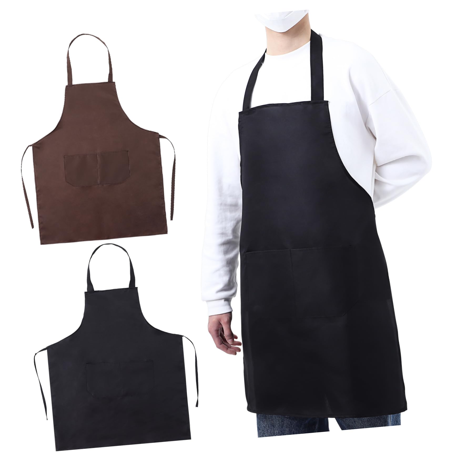 PRETYZOOM 12 Piezas Delantales de Cocina Unisex con Gran Bolsillo Ajustables y para Cocina Barbería y Peluquería y Resistente Manchas