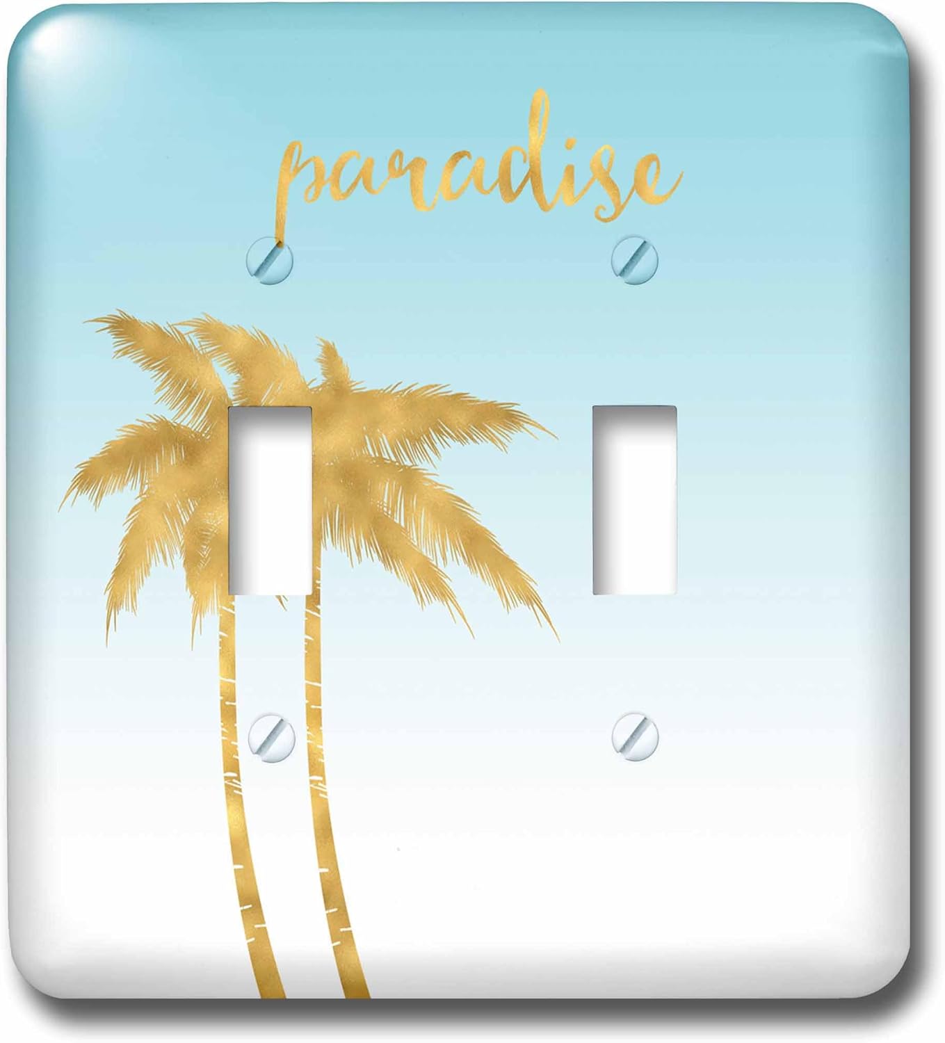 3dRose Image of Blue Ombre Gold Palm Trees Tropical Paradise double toggle switch
