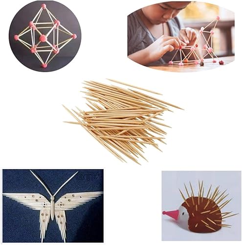 Miniatura 3 de Gmark Palillos de dientes redondos para hotel, 800 unidades, paquete de 3 cajas en total, 2400 unidades, palillos de dientes de madera natural de