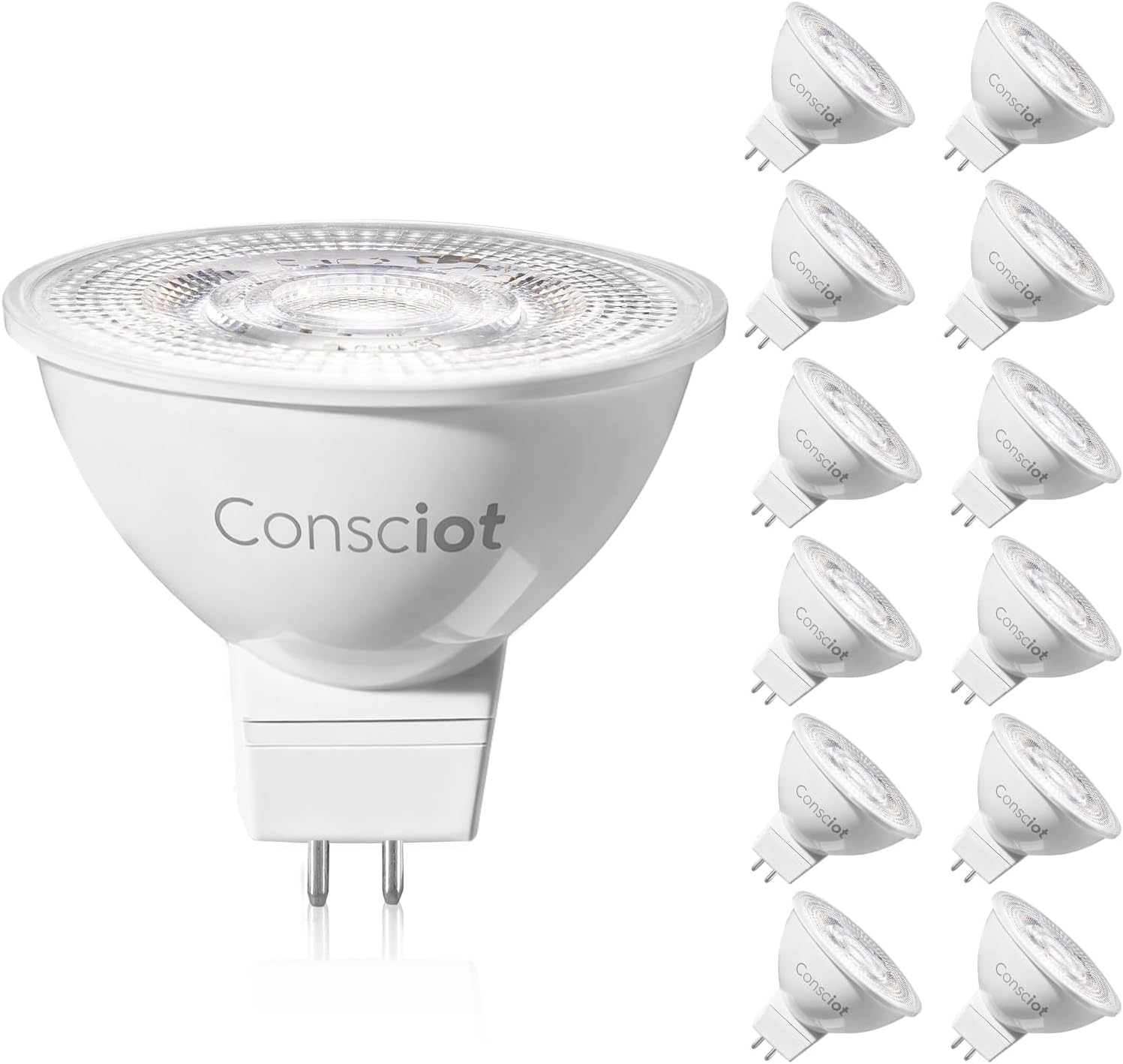Consciot GU5.3 Dimmable LED Bulb 2700K, Recessed Light Bulb, 500Lm, 12 Pack
