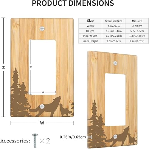 Miniatura 4 de Wolf Tree - Cubiertas decorativas para interruptor de luz o receptáculo, cubiertas decorativas de bambú rústico de bambú para placa de interruptor
