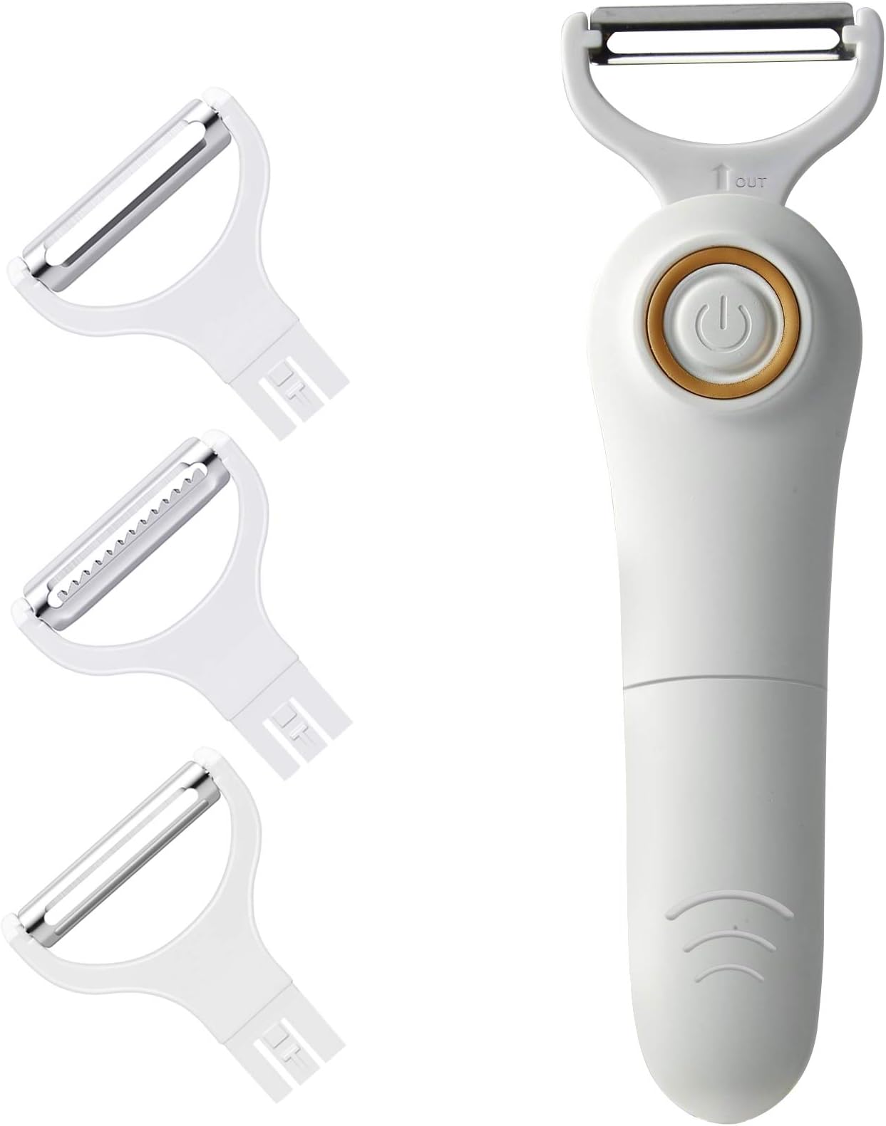 Electric Fruit Vegetable Peeler, Handheld Potato Peeler Pro Set, Kitchen Peeler Slicer with 3 Interchangeable Blades for Apple Potato Carrot Cucumber