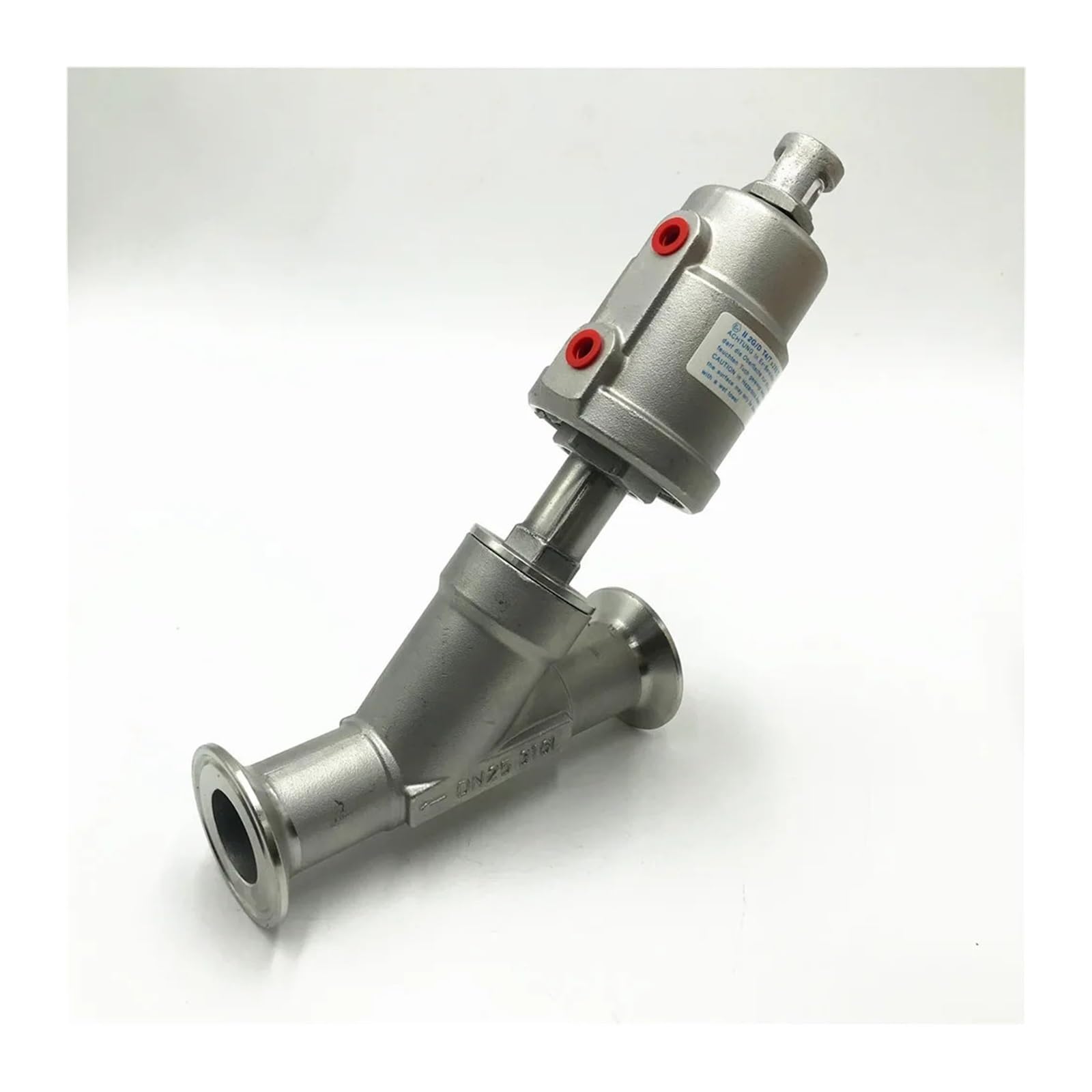 Vanne à siège incliné DN65 en inox 304 actionneur pneumatique simple effet