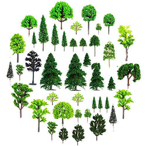 Fyess About 30pcs Mixed Model Trees 1.5-6 inch(4-16 cm), Diorama Models, Model Train Scenery, Architecture Trees, Model Railroad Scenery with No Stands