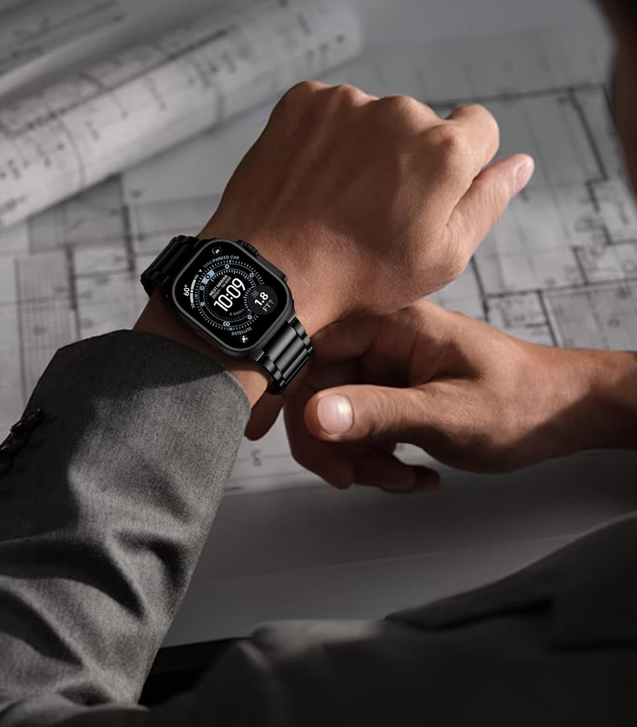 Upgraded Titanium Band Replacement Compatible with Apple Watch Band Ultra 3 Ultra 2/Ultra 49mm,iWatch Series 11/10 46mm,9/8/7 45mm,SE3/SE2/SE/6/5/4 44mm,3/2/1 42mm, Titanium Watch Band, Black - Image 9