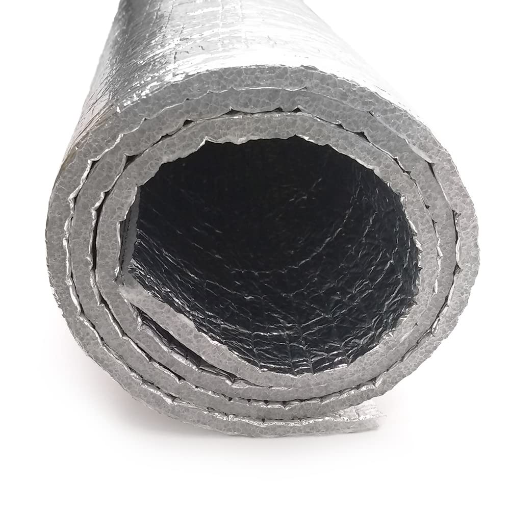 Isolation thermique réfléchissante avec mousse (2,5m x 1,20m) - Isolation thermique pour les logements, les caravanes, les remorques... fabriqué avec 2 couches d'aluminium 100 % et mousse PE