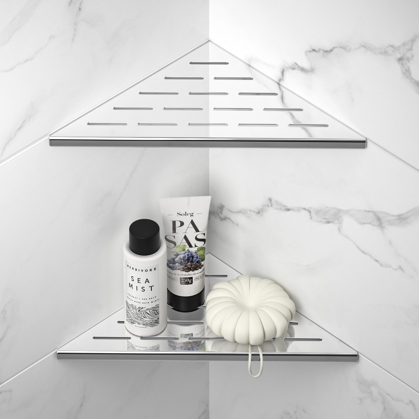 Bernkot Corner Shower Shelf, Stainless Steel 304 Bathroom Shelf for Tiled Walls Built-in Shelf for Bathroom Renovation (Black