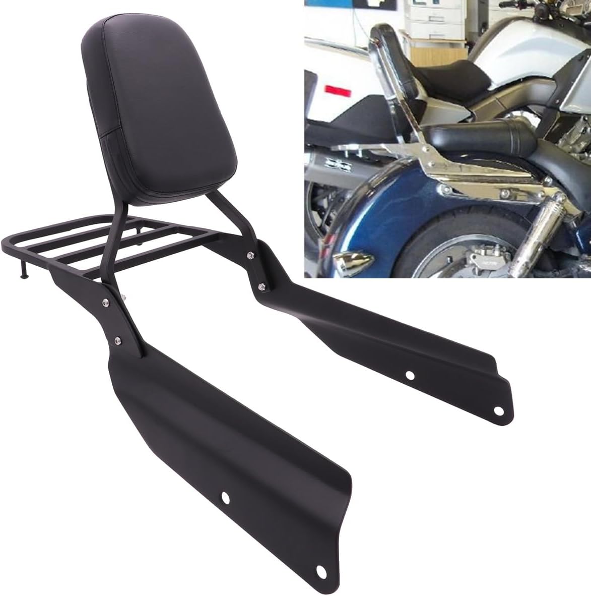 Passenger Sissy Bar with Luggage Rack Rear Backrest for Honda VTX1300 VTX1800 N/R/S/T Model 2002-2009, Black