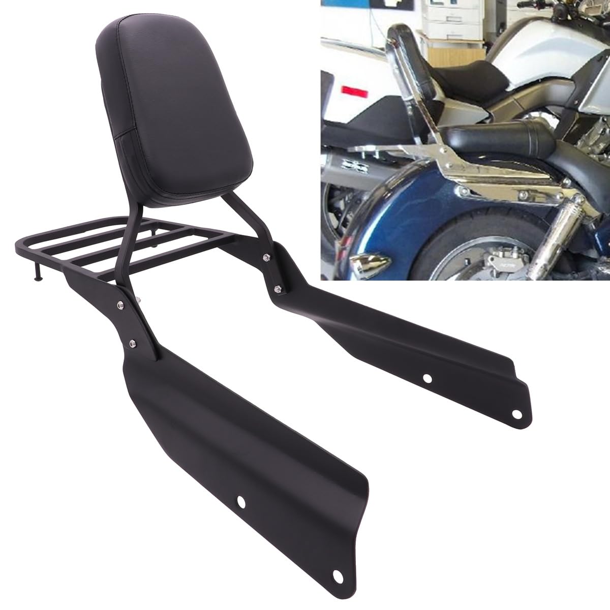 Sissy Bar passager avec porte-bagages arrière pour Honda VTX1300 VTX1800 N/R/S/T modèles 2002-2009 Noir