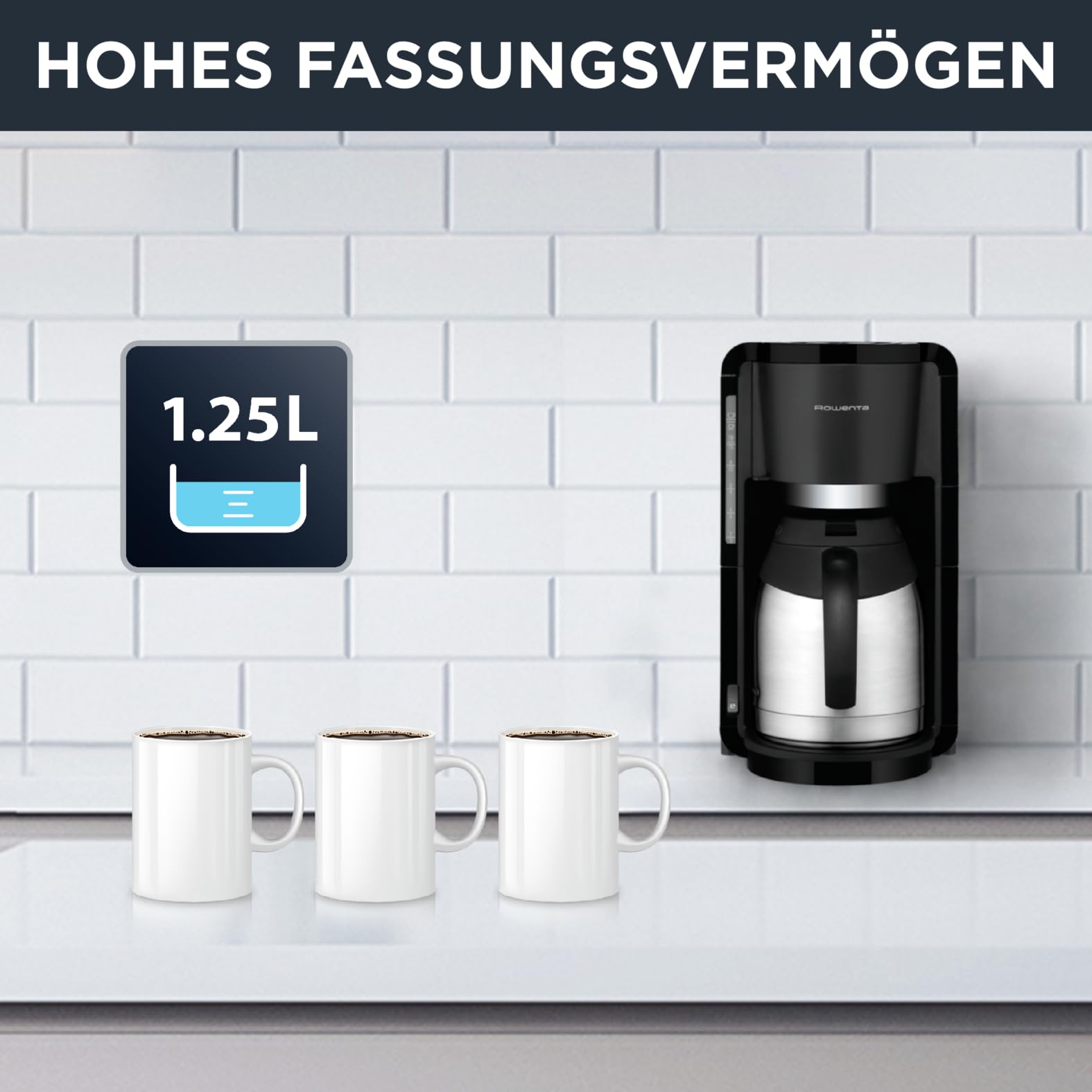 Rowenta CT 3818 Edelstahl Thermo Kaffeemaschine schwarz
