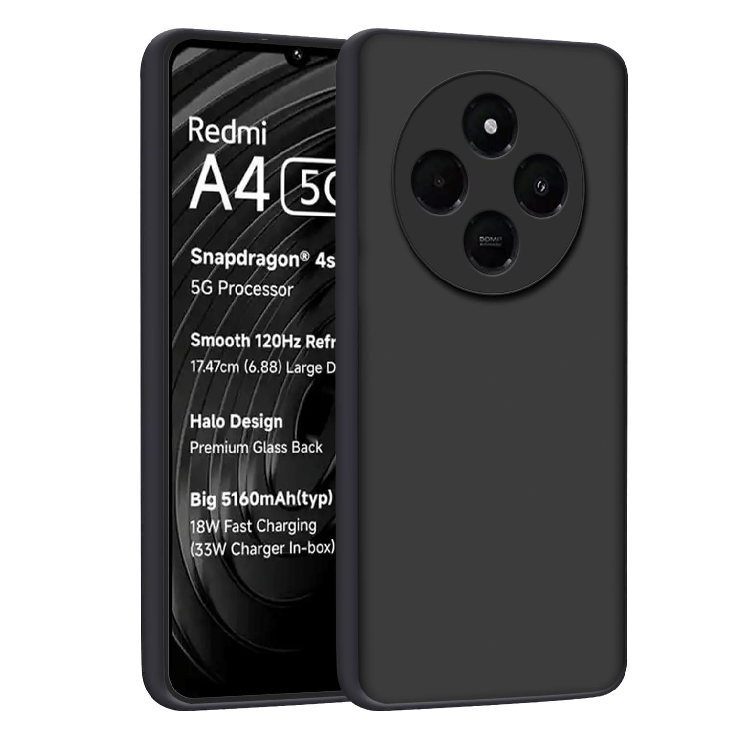 HELLO ZONE Exclusive Matte Finish Soft Back Case Cover for Redmi A4 / Redmi 14C / Poco C75 (5G) – Black HELLO ZONE Exclusive Matte Finish Soft Back Case Cover for Redmi A4 / Redmi 14C / Poco C75 (5G) – Black