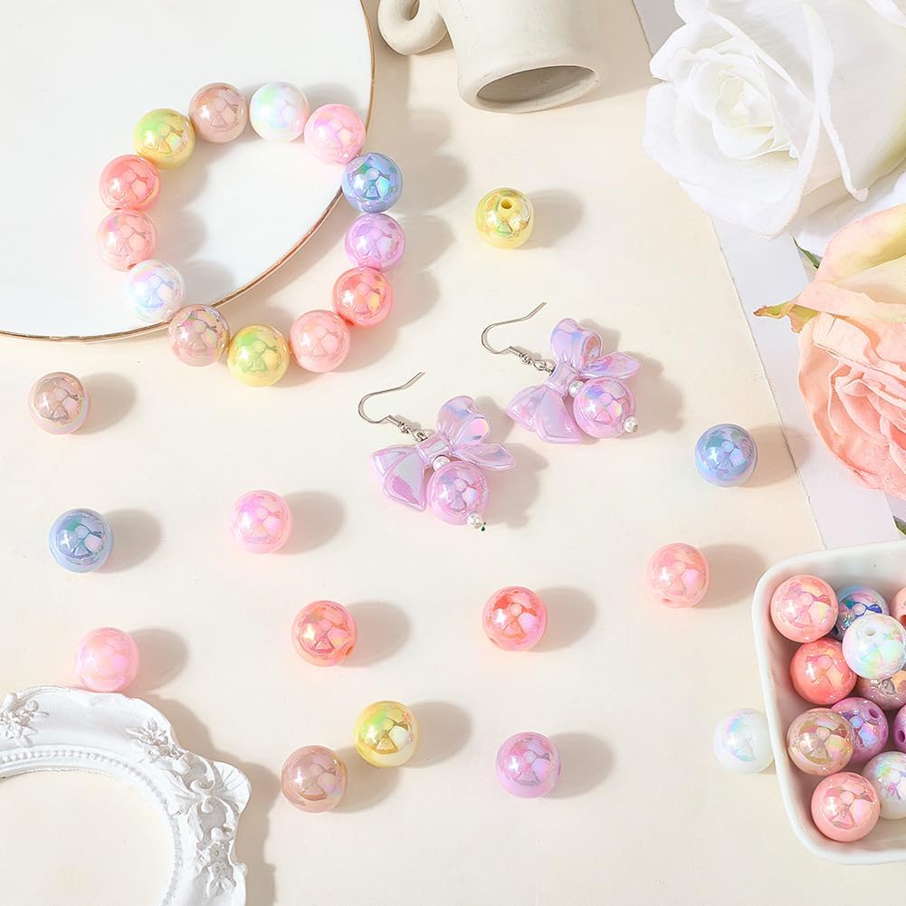 16MM 120PCS Bubblegum Acrylic Beads with Holes Spring AB Color Plated Plastic Rainbow Round Chunky Opaque Loose Bead Bulk for Jewelry Making Bracelets Earrings Necklaces DIY Craft Supply - Image 3