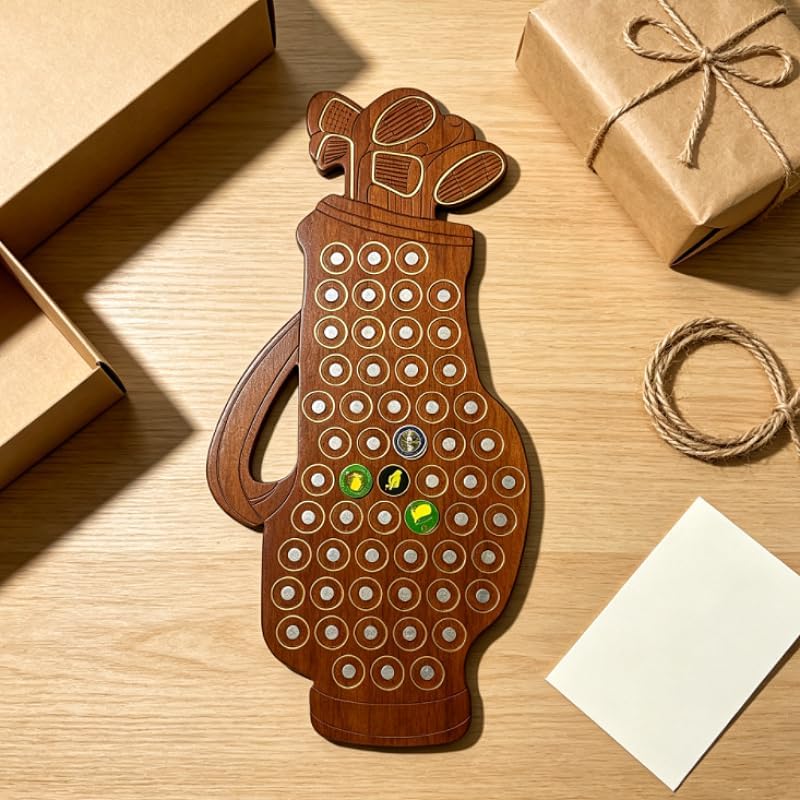 Golf Ball Marker Display Rack, Wooden Golf Bag Shaped Golf Marker Holder image 4