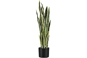 KOL 3ft Artificial Snake Plant Tall, Lifelike Green Sansevieria Decor