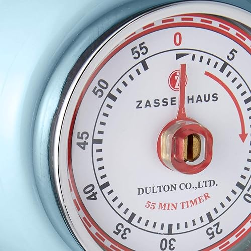 Miniatura 3 de Zassenhaus Temporizador de cocina retro magnético, temporizador de cocina mecánico clásico (azul claro)
