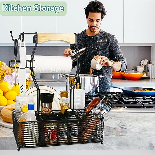 Grill-CaddyBBQ-Caddy-Mesh-Basket-with-Paper-Towel-HolderUtensil-Condiment-Picnic-CaddyGrill-Baskets-for-Outdoor-Grill-and-CampingBarbecue-Camping-Accessories-Storage-Organizer