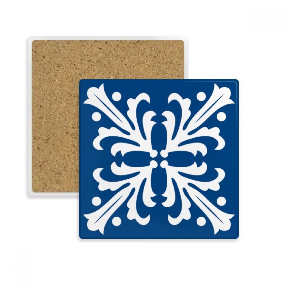 Dessous de verre pierre absorbante anti-tache motif floral bleu 2pcs