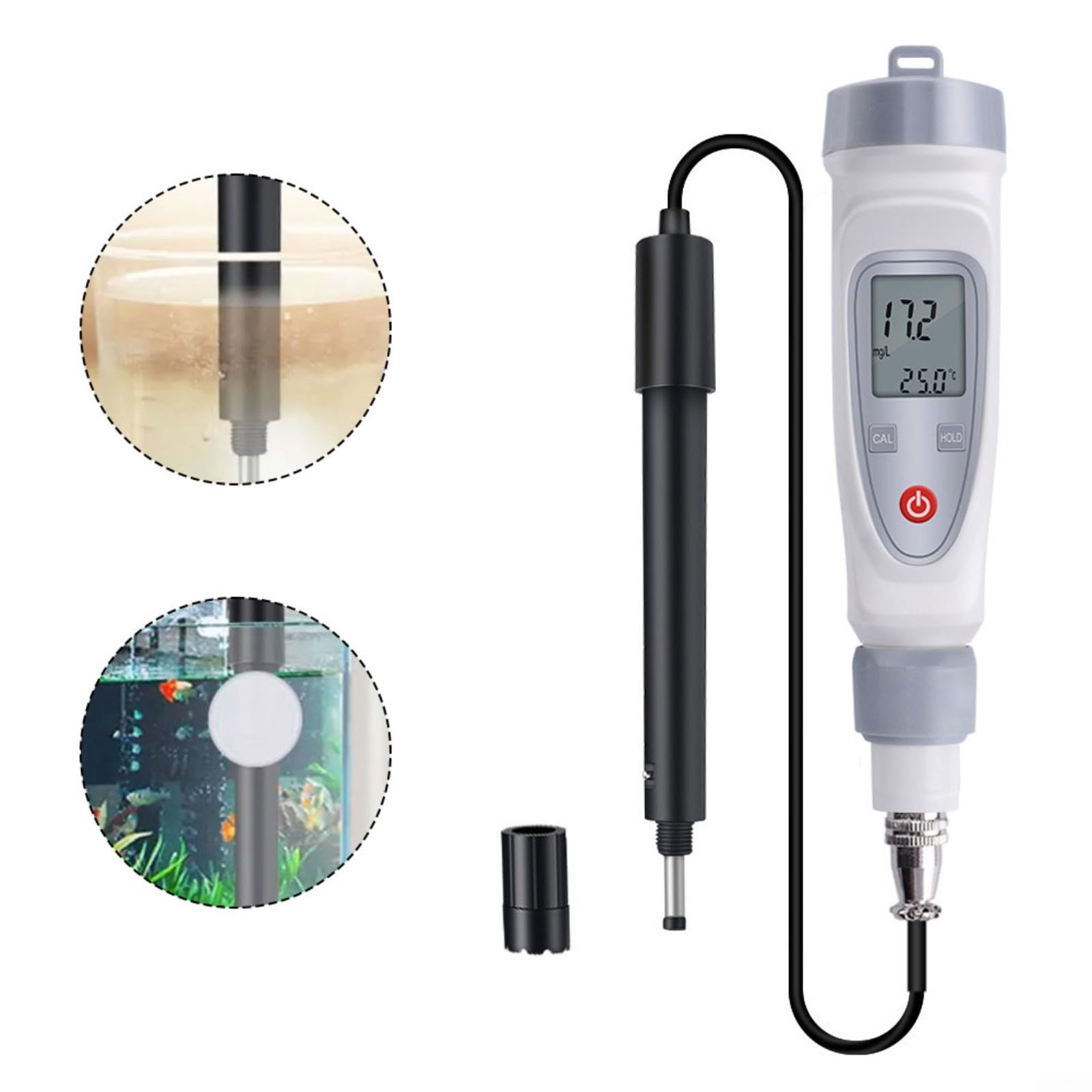 Oxímetro digital disuelto con compensación automática de temperatura, probador de DO, portátil, para análisis de calidad del agua en acuicultura y laboratorios, rango de medición 0-20 mg/L
