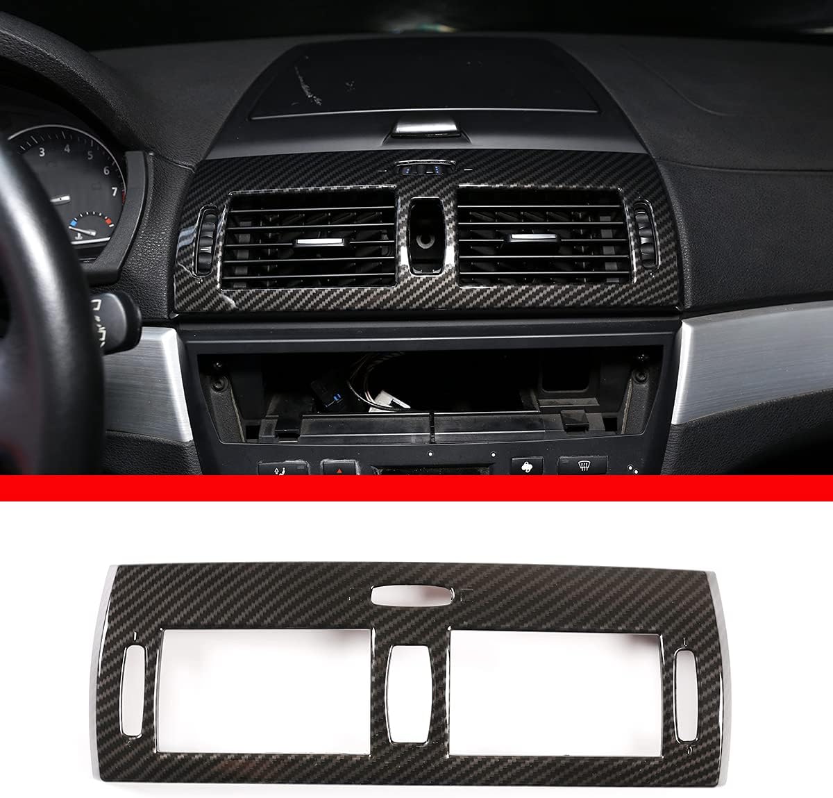 Car Front Console Grill Dashboard AC Air Conditioning Air Vent Accessories for BMW X3 E83 2006-2010 (Carbon Fiber)