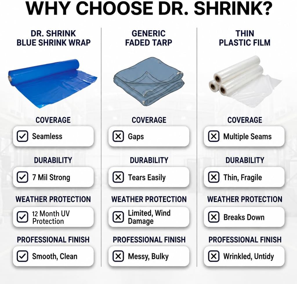 Dr. Shrink DS-327100B Shrink Wrap, Blue Heat Shrink Wrap, 7-Mil, 32'x100' image 4