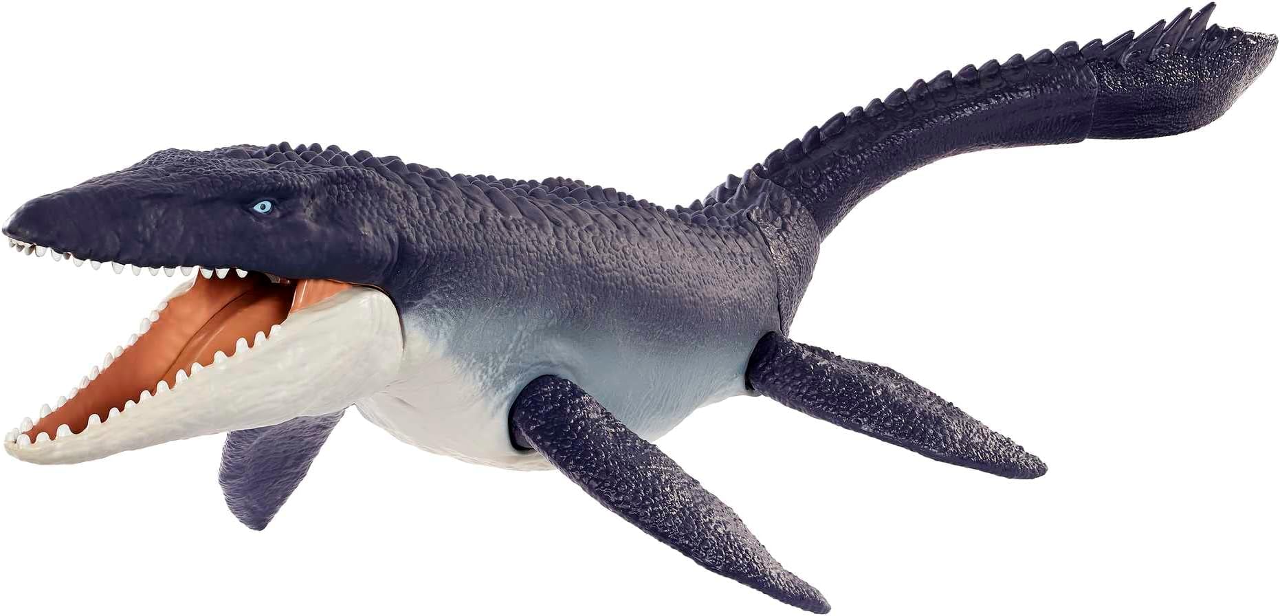 Jurassic World HNJ57 Dominion Mosasaurus Dinosaur Action Figure, 70 cm Tall with Movable Joints, Physical & Digital Game, Dinosaur Toy for Children from 4 Years