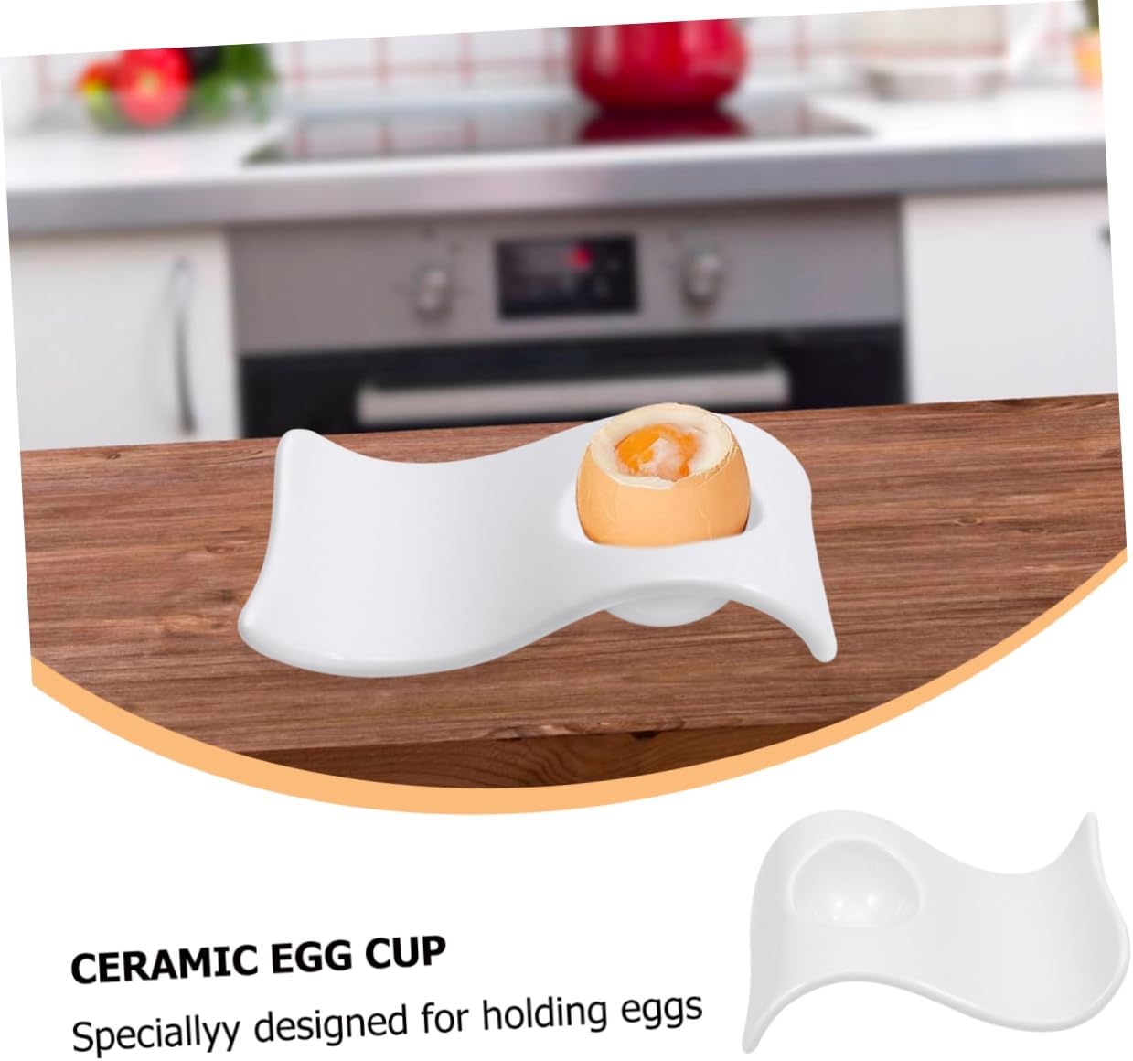 2pcs Ceramic Egg Cup Stand Egg Holder Countertop Wave Organizer Tray for Display Home Decor