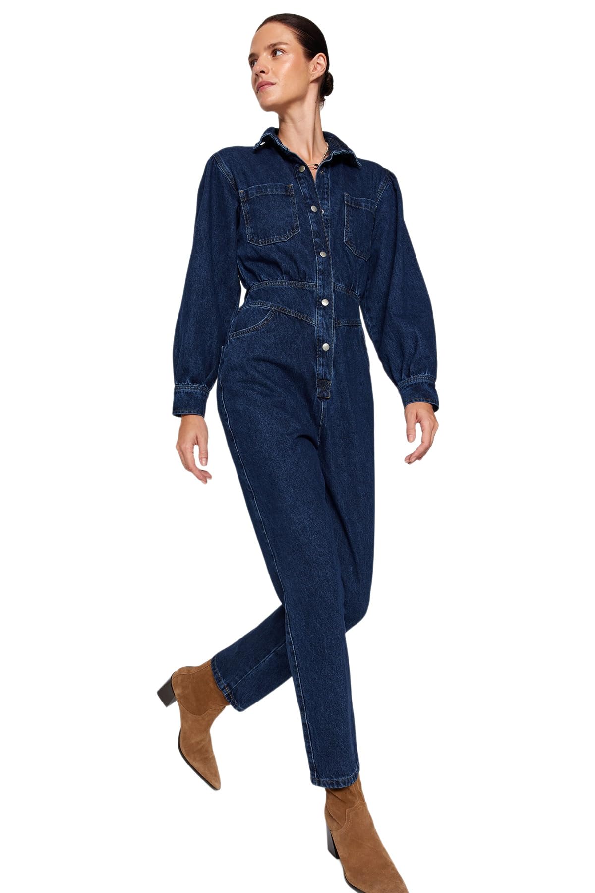 Trendyol Combinaison en Jean Uni pour Femme Salopette