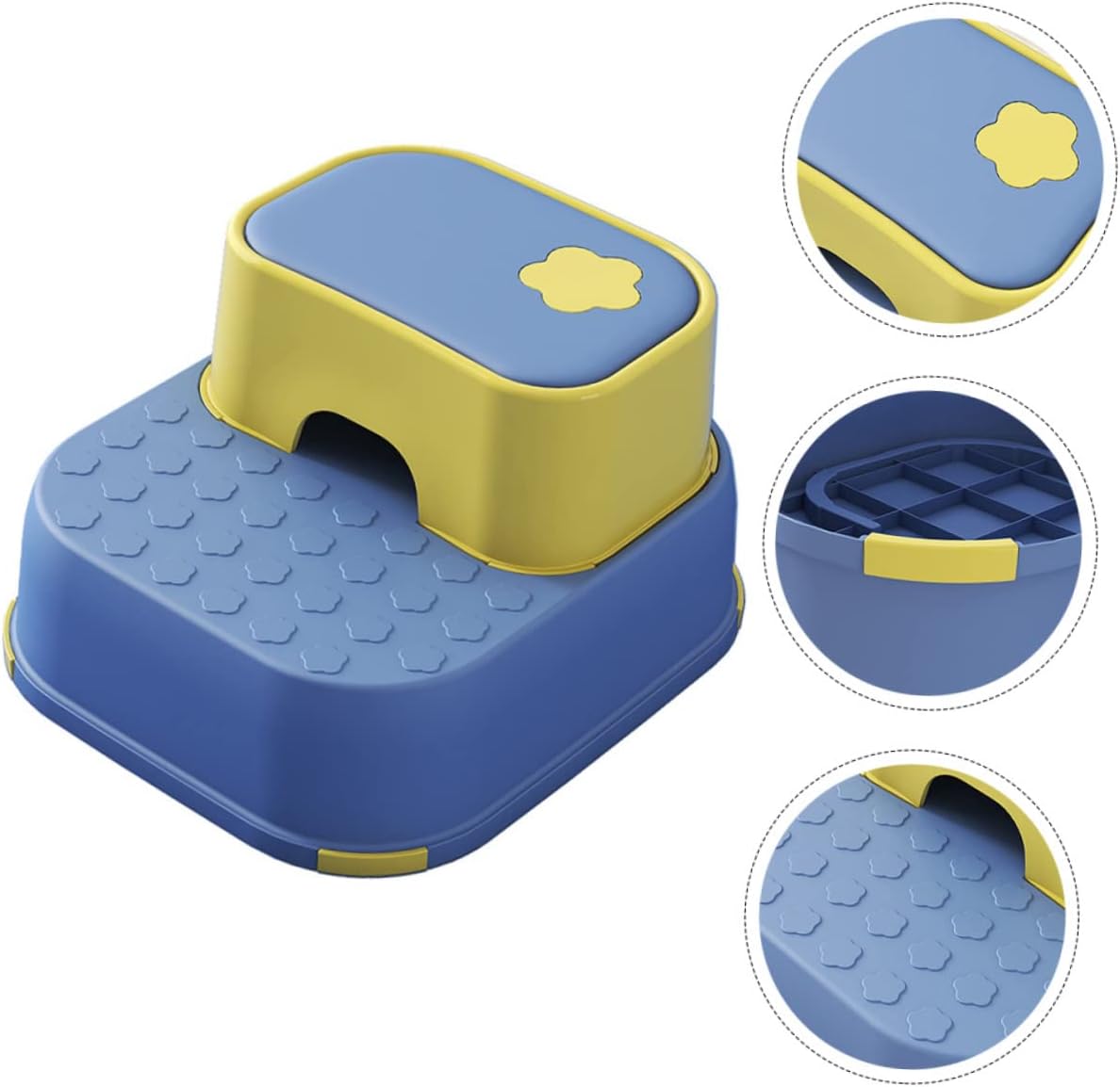 MERRYHAPY Boy Girl's Stool for Bathroom Kitchen Durable Non-Slip Boy Girl Foot Stool Lightweight Material for Potty Training and Daily Use Blue Yellow Design