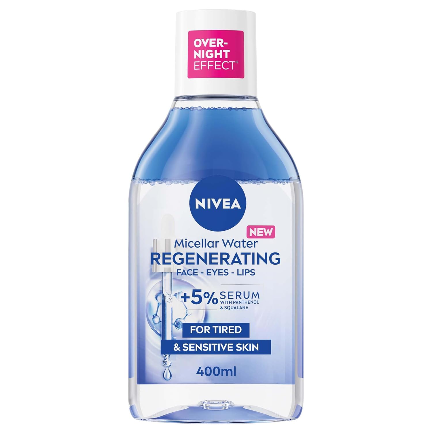 NIVEA Regenerating Serum Infused Micellar Water 400 ml (13.53 fl oz) – with Amino Acid – Gentle Face Cleanser & Makeup Remover for Daily Skincare Routine – Suitable for Sensitive Skin