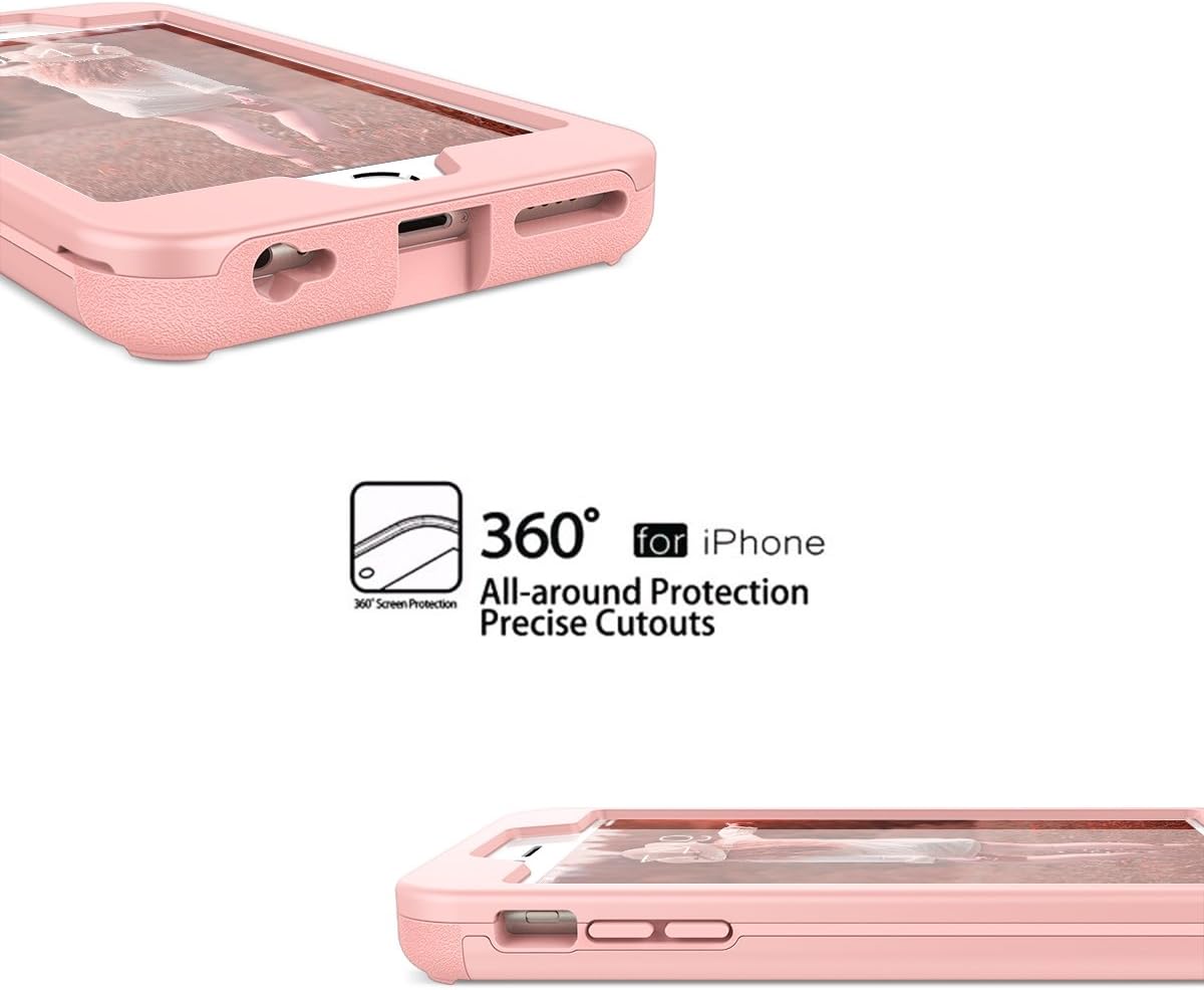 WeLoveCase iPhone 6 Plus / 6s Plus Wallet Case Defender Wallet Case with Hidden Back Mirror and Card Holder Heavy Duty Protection Shockproof Armor Protective Case for iPhone 6S Plus - Rose Gold