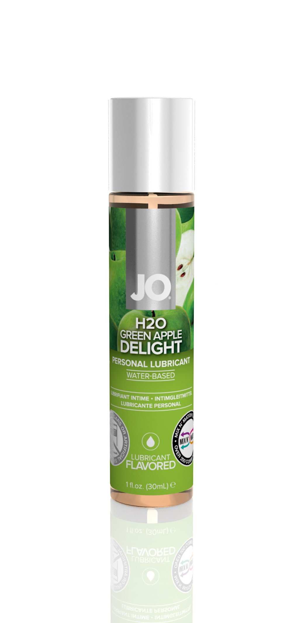 System Jo H2O Flavours Water Based Personal Lubricant, Green Apple, 30 ml, Transparent