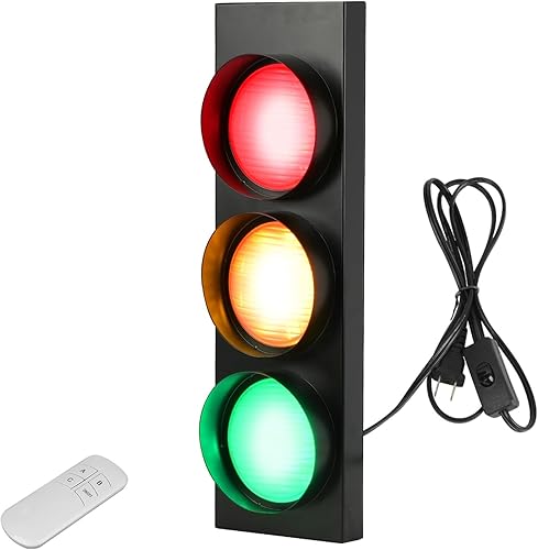 HOMIER Lámpara de tráfico colgante con control remoto de 4 lados 12 luces LED retro lámpara colgante de techo para habitación luz de tráfico grande