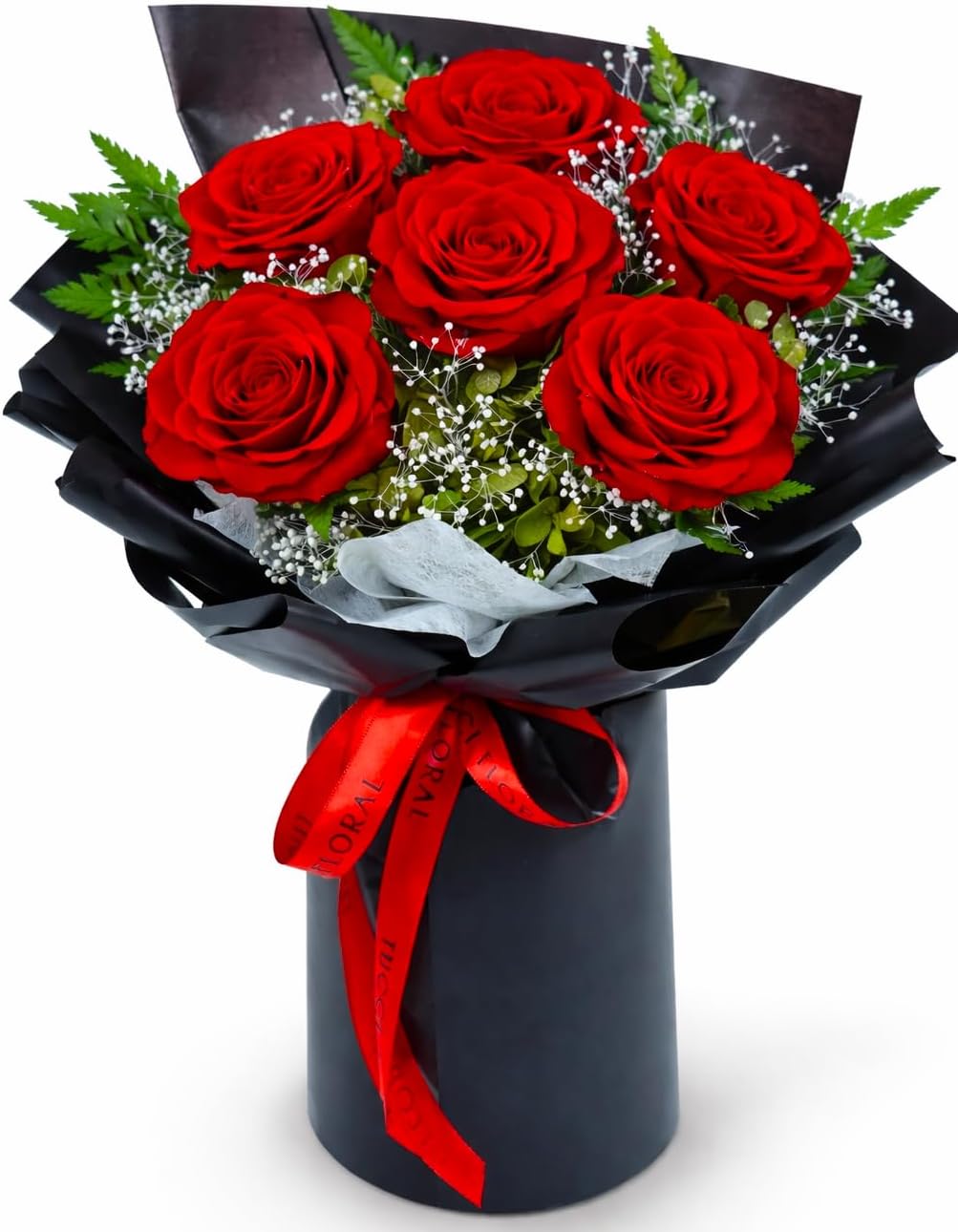 TUCCI FLORAL-Preserved Real Red Roses Bouquet, Forever Flowers with Baby’s Breath, Long Lasting Luxury Gift for Birthday, Anniversary, Mother’s Day Girlfriend Wife Grandma Her Women, Delivery Tomorrow