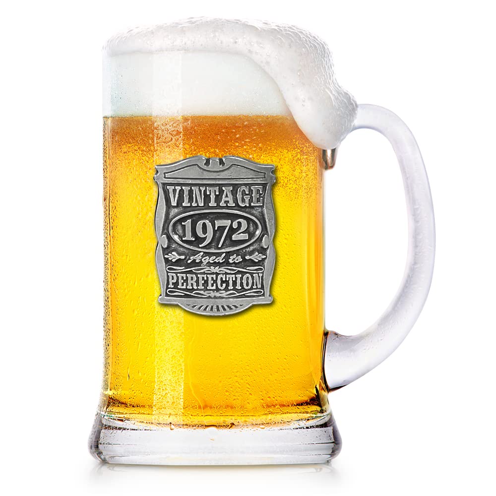 English Pewter Company 1 Pint Vintage Years 1972 50th Birthday or Anniversary Beer Mug Glass Tankard