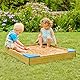 TP Toys Sandkasten aus Holz mit Deckel und Futter, Sandkasten für Kinder ab 2 Jahren, 90 x 90 cm