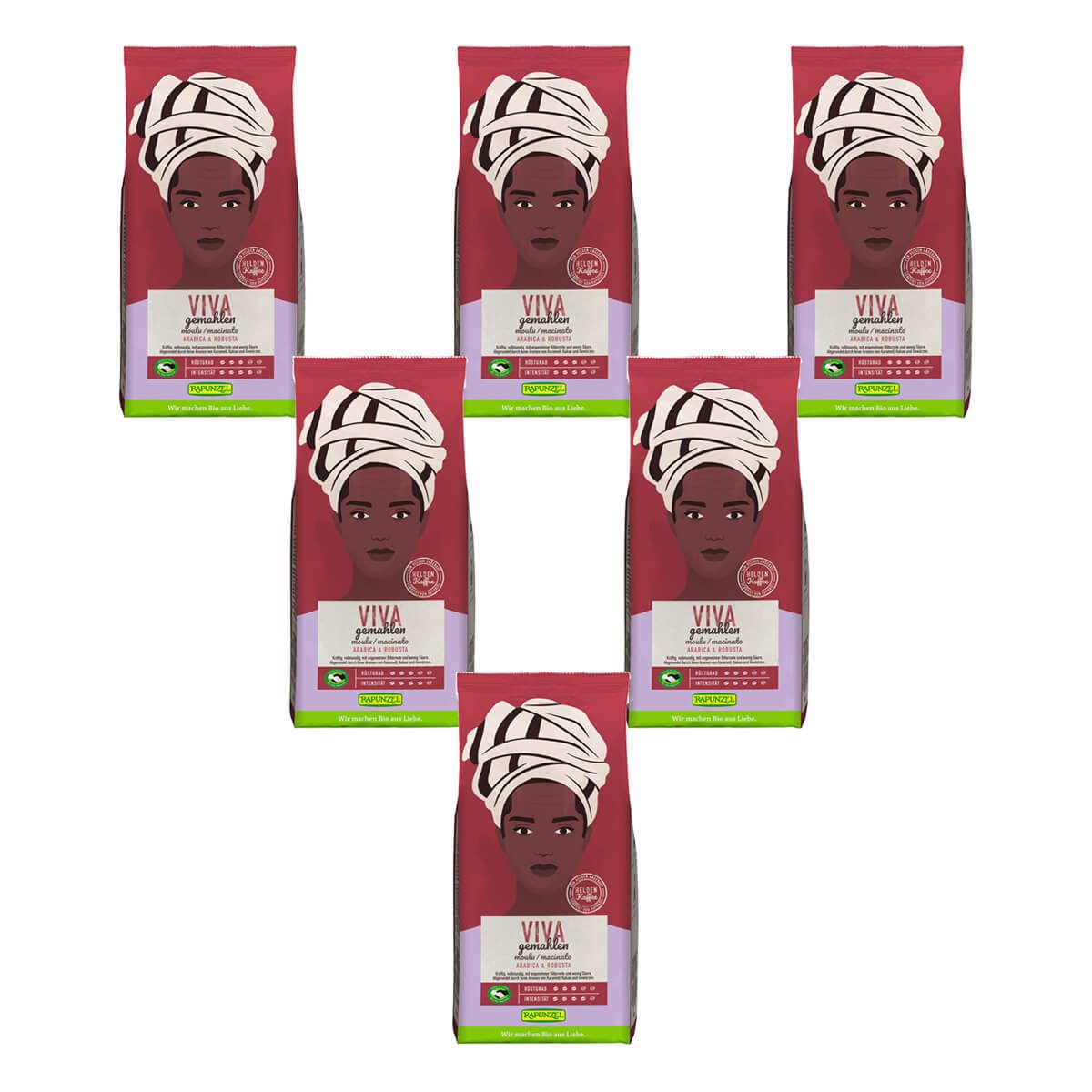 Rapunzel Bio Heldenkaffee Viva, gemahlen HIH (6 x 500 gr)