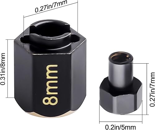 Vista 18 de HobbyPark Extensión hexagonal de latón para piezas de actualización TRX4M, extensores de cubos hexagonales de rueda extendida, espaciadores