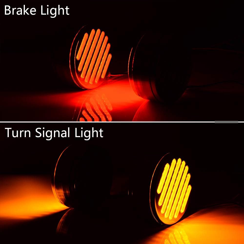 Astra Depot 4pcs 98-LED 4" Round Red Amber Dual Side Marker Corner Running Stop Turn Signal Flood Light For Tractor Trailer Truck Bus Van 12V