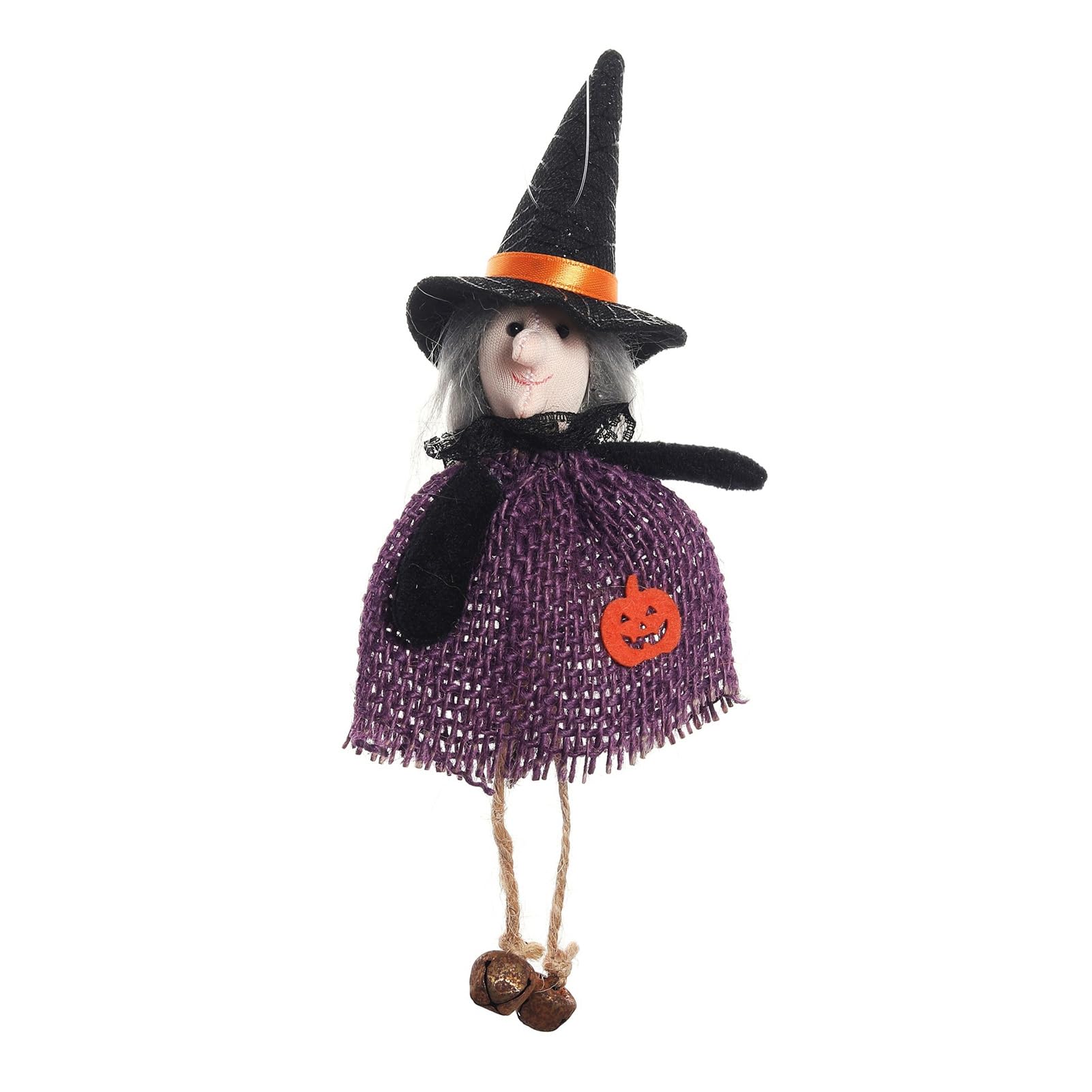 anwhriet Halloween Hanging Decoration, Spooky Pumpkin Ghost, Witch, Black Cat Doll Ornament, Burlap Skirt Indoor Outdoor Party Haunted House 3