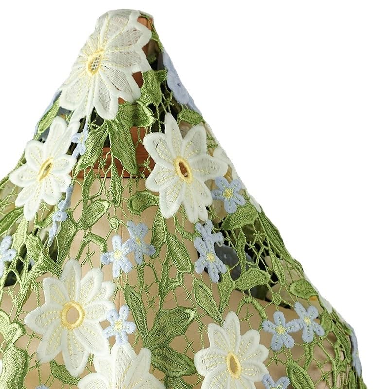 Tissus Couture Tissus à fleurs brodées vertes 50x130cm, for bricolage, couture de vêtements, chapeau, robe, vêtement, décor fond, tissu créateur artistique(100x130cm)