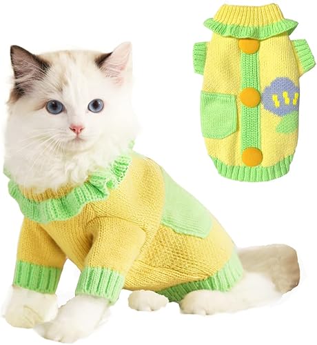 ANIAC Suéter de gato cálido para cachorros, camisa acogedora para perros, chaleco acogedor para otoño e invierno, ropa de punto para gatito e