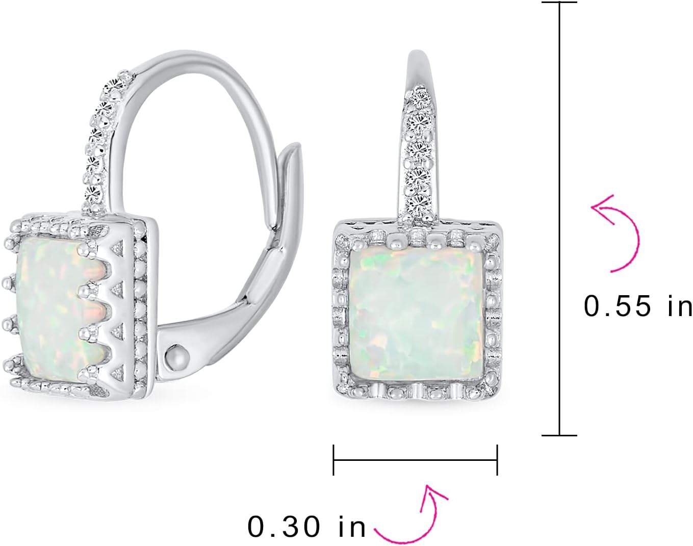 Vintage Style Gemstone Cubic Zirconia Halo CZ Round Solitaire Oval Teardrop Princess Cut Created Opal Drop Earrings For Women Lever Back .925 Sterling Silver October Birthstone