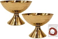 Vista 1 de Craftsman Satvik - Juego de 2 piezas de latón hecho a mano Pyali Diya lámpara de aceite ornamental Deepak Payali Deepam Kutthu Vilakku India