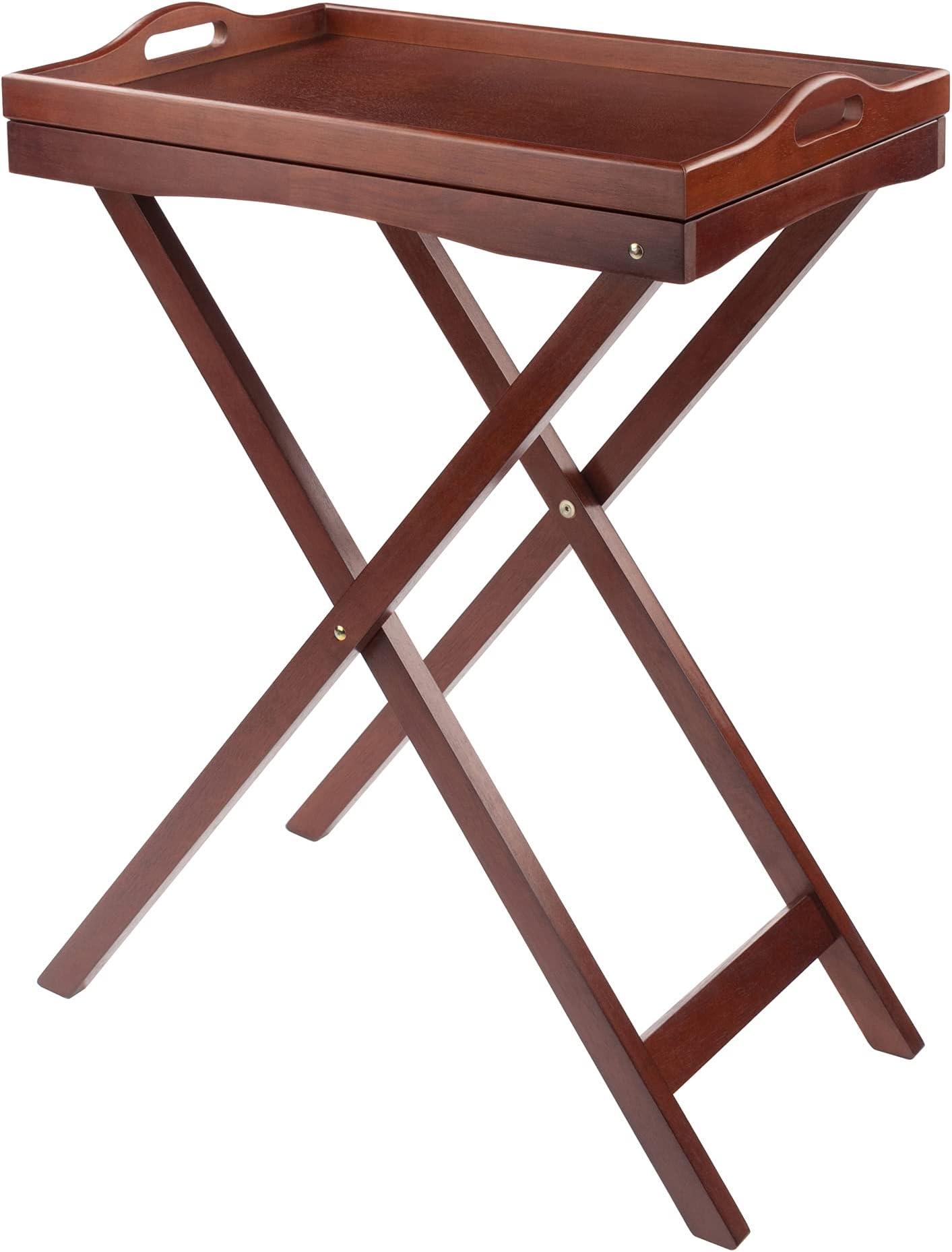 Winsome 94422 Folding Butler Tray Table, Antique Walnut | Convenient & Easy to Store Portable Folding Serving Stand for Kitchen, Dining Room, Living Room, Bedroom