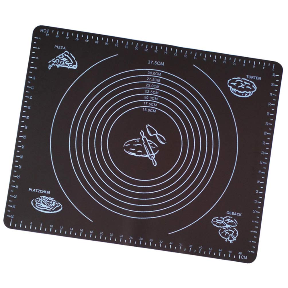 Kichvoe 2 Stück Große Silikon Backmatte 50x40cm mit Zentraler Maßskala Antihaftbeschichtet und Rutschfest zum Ausrollen von Teig für Pizza und Pasta