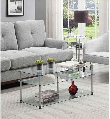 Miniatura 2 de Convenience Concepts Designs2Go Classic - Mesa de centro de cristal de 3 niveles, cristal