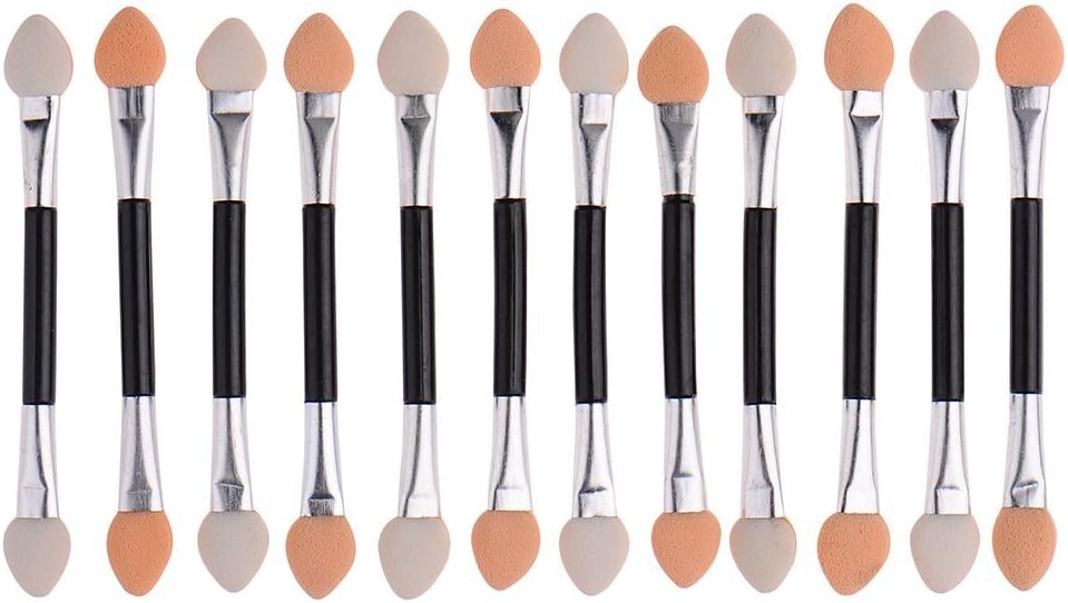 GTVIA 50 Pack Double-end Eye Shadow Brush, Disposable Double Sided Eyeshadow Brush Makeup Applicators Beauty Kit (Sliver)