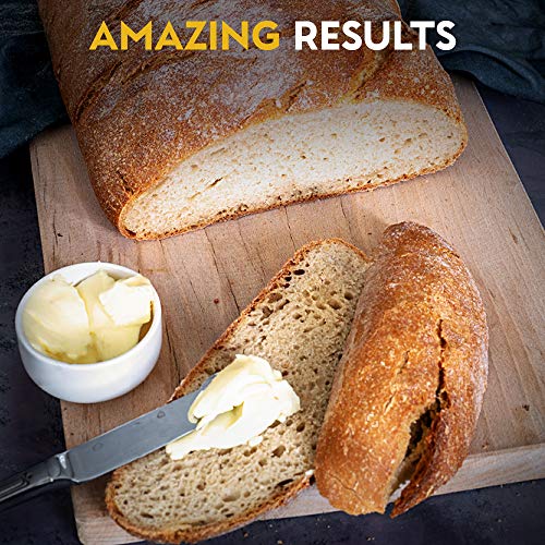 Banneton Bread Proofing Basket By Caesar Bread, 10 Inch Oval Sourdough Brotform For Rising Dough Set, Include Cloth Liner, Scraper, Bread Lame, Brush & Recipe Book For Beginners & Professional Bakers #TOP4