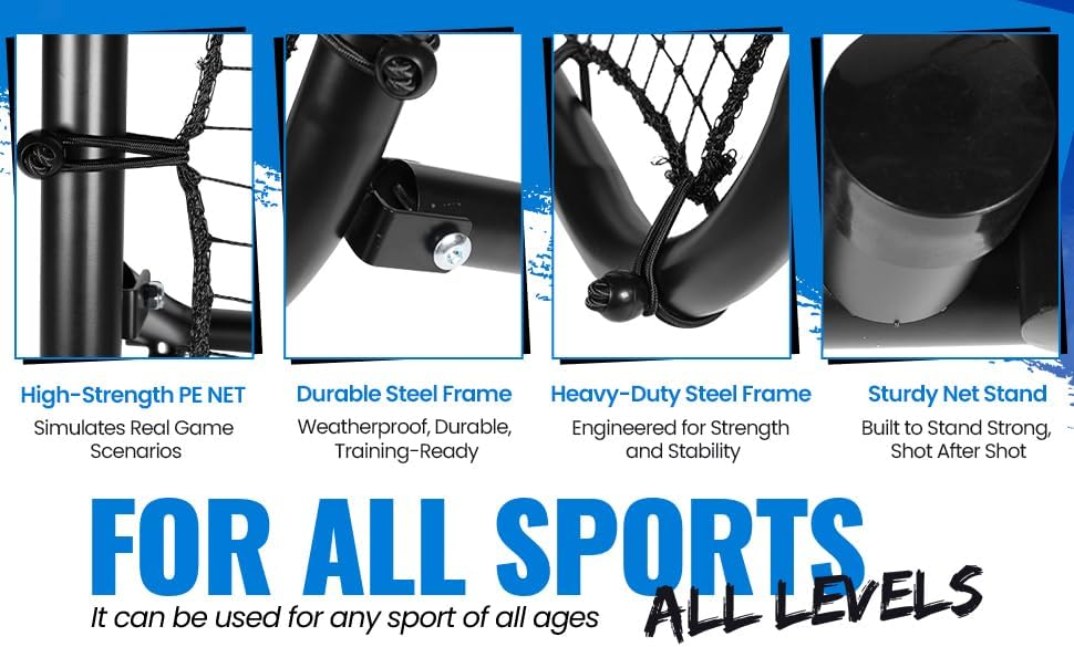 Miniatura 4 de Red de rebote de béisbol y softbol 3x3  Entrenador de lanzamiento ajustable para precisión, lanzamiento y campo  Equipo de entrenamiento duradero