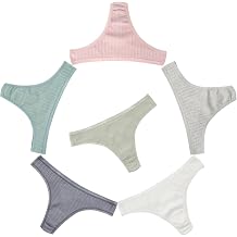 6 Pack Women Thongs Underwear Cotton Breathable Briefs Hipster Bikini